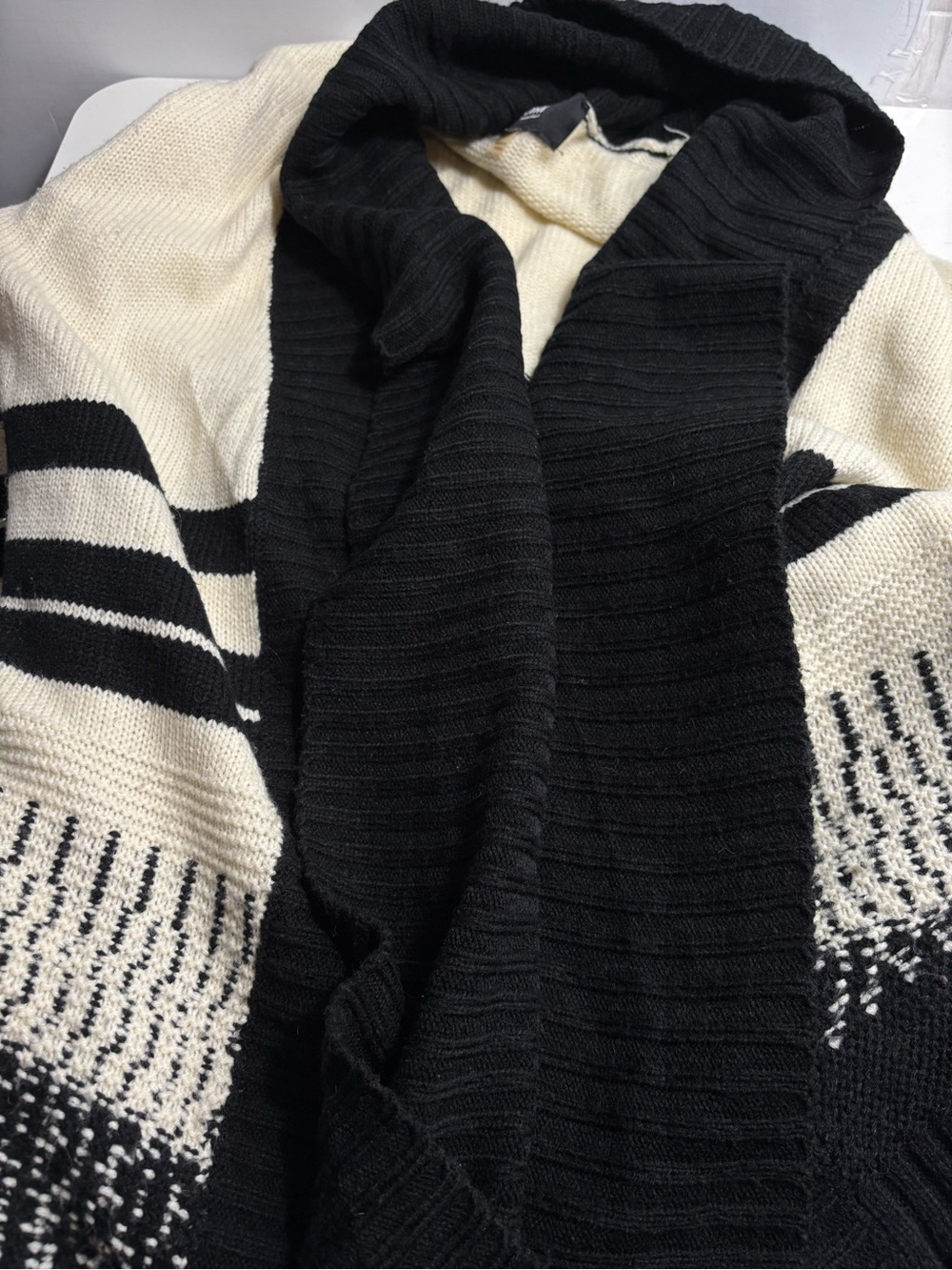 Line Knitwear Black & Cream Striped Open Front Cardigan - Picture 2 of 5